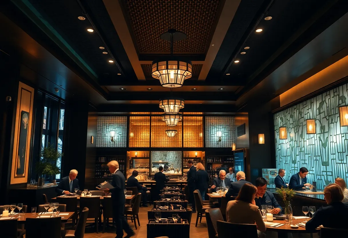 Interior view of Zuma restaurant showcasing upscale dining ambiance.