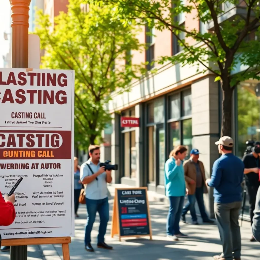 Casting call scene in Boston with actors auditioning outdoors