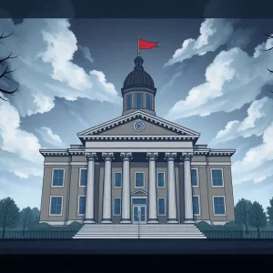 Illustration of Boston City Hall representing legal and ethical issues in governance