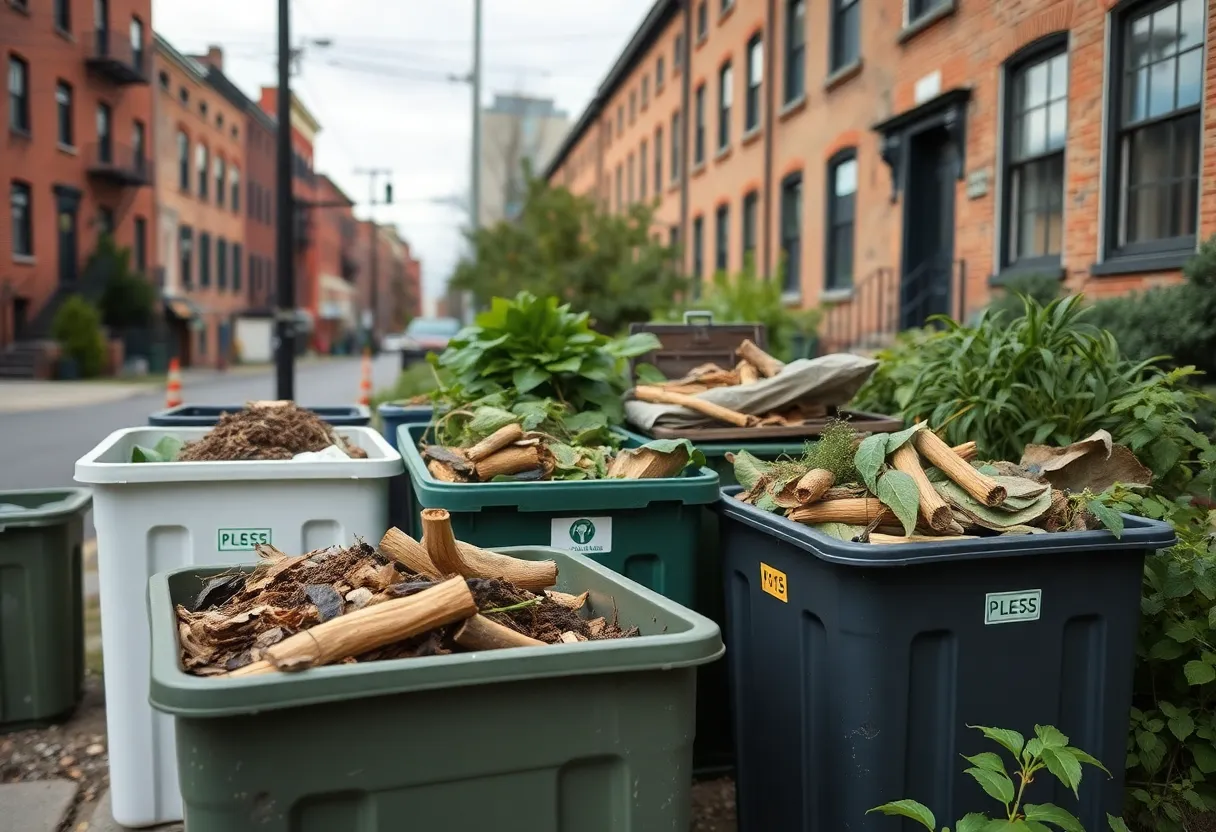 City compost bins in Boston for food waste drop-off.