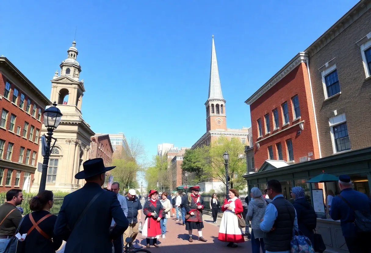 View of Boston's Freedom Trail with historical sites
