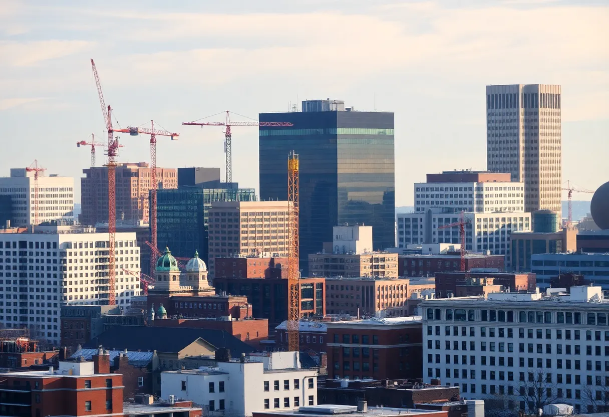 Construction sites in Boston reflecting the city's housing development challenges