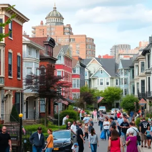 Residential area in Boston with diverse homes