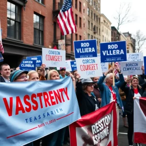Supporters of the Boston mayoral campaign rallying for transparency