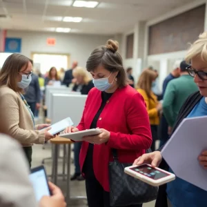 Electronic voting system in a Boston polling station