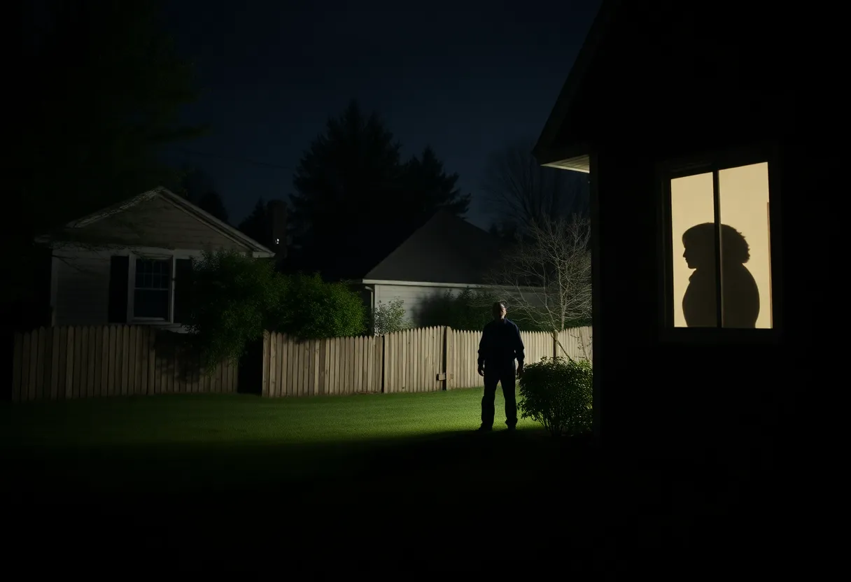Silhouette of a prowler near a residential window in Brighton