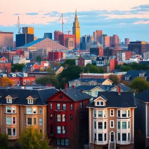 Boston skyline showcasing various housing types