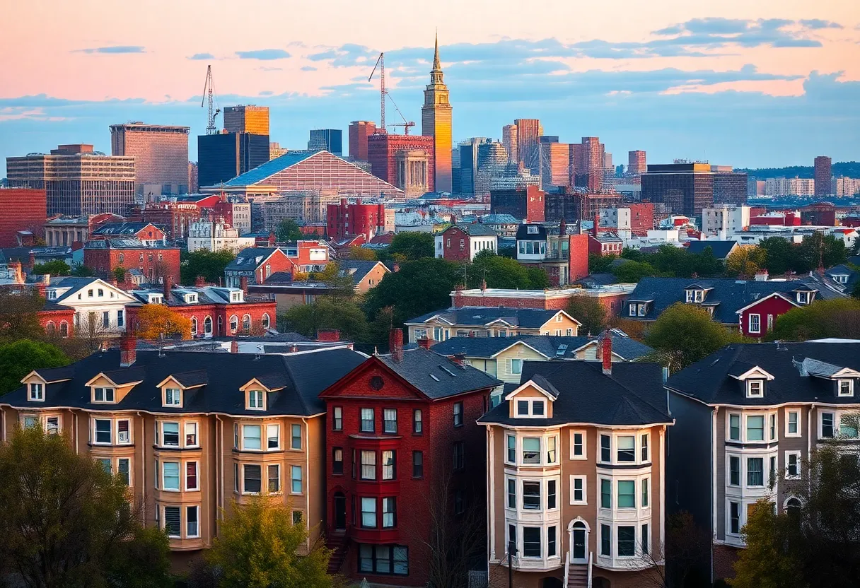 Boston skyline showcasing various housing types