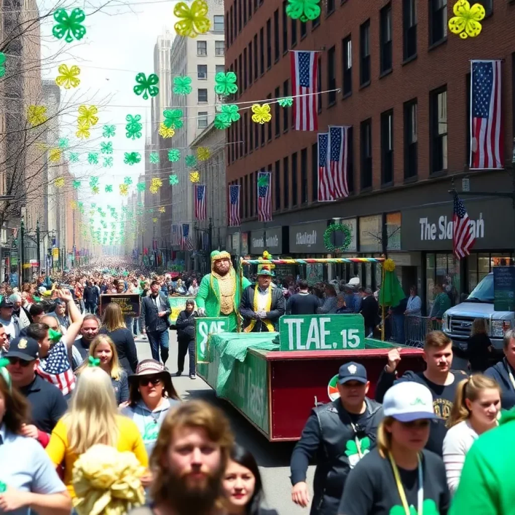 Crowd celebrating St. Patrick's Day in Boston