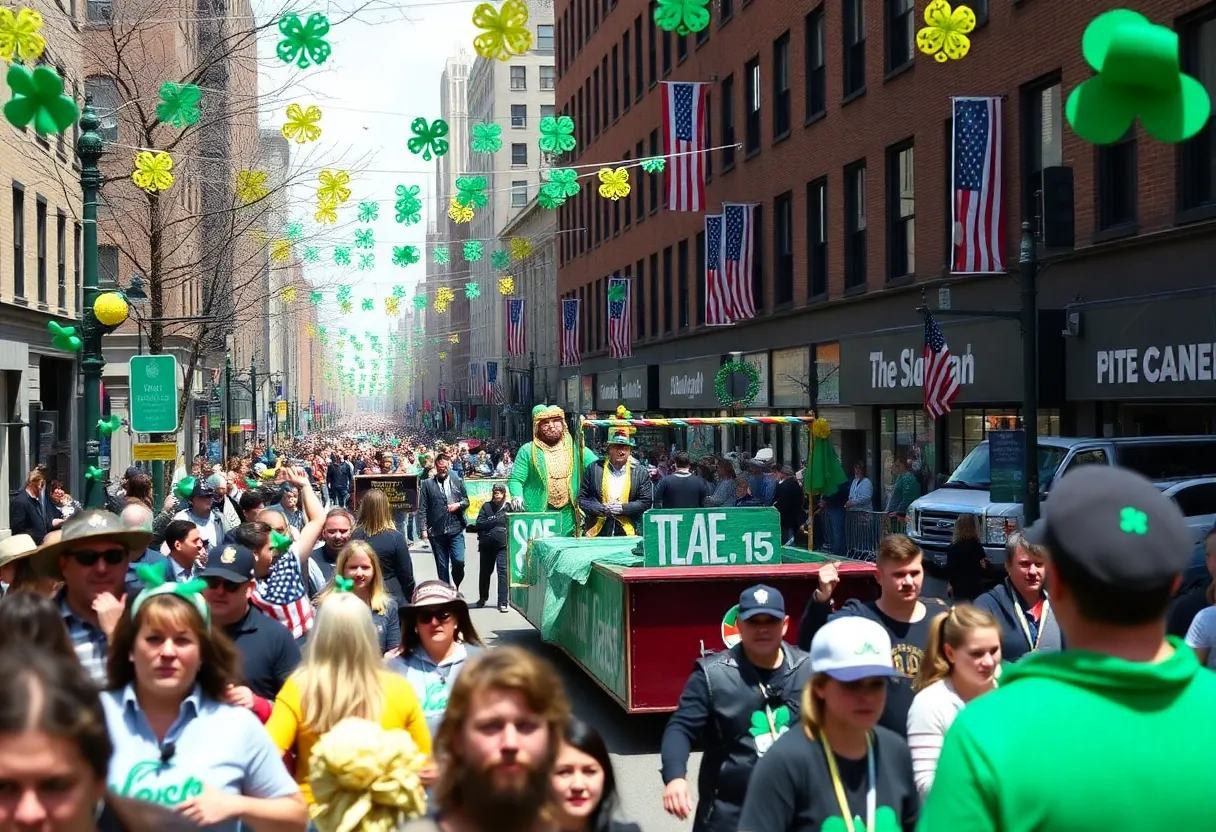 Crowd celebrating St. Patrick's Day in Boston