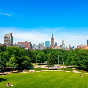 People enjoying a summer day in Boston park
