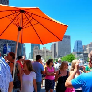 People in Boston coping with summer heat under the sun