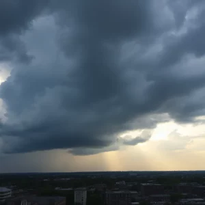 Dramatic thunderclouds over Boston skies