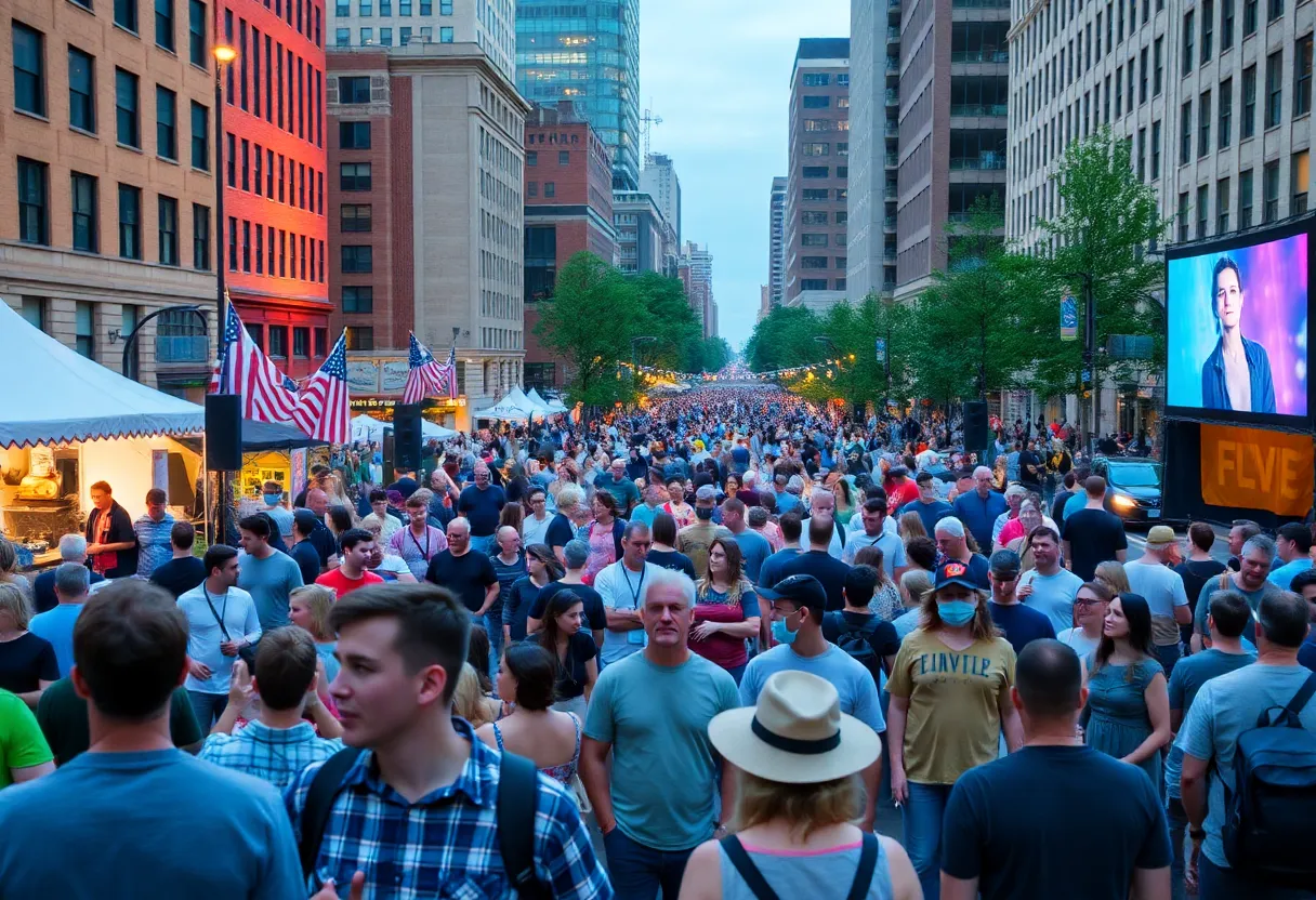 Crowd enjoying Boston weekend festivities