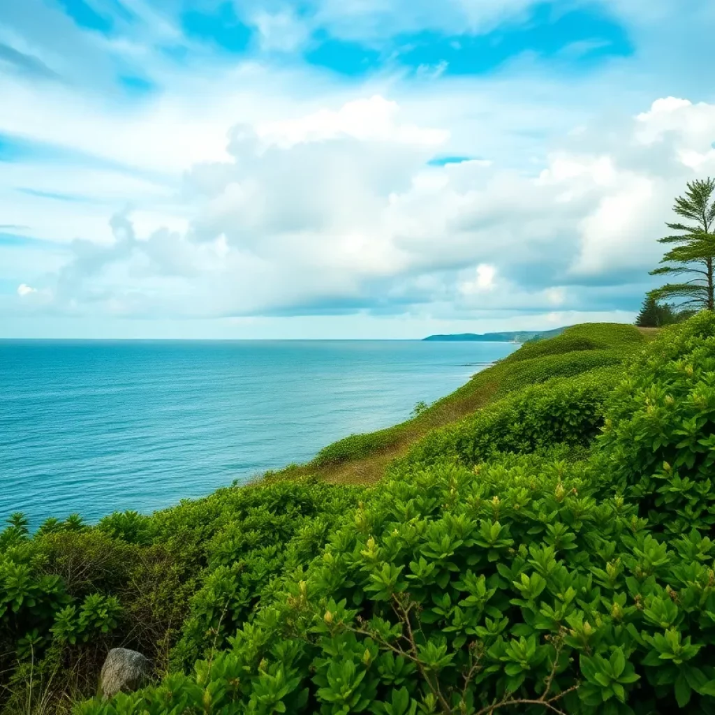 A peaceful coastal scene in New England symbolizing hurricane preparedness