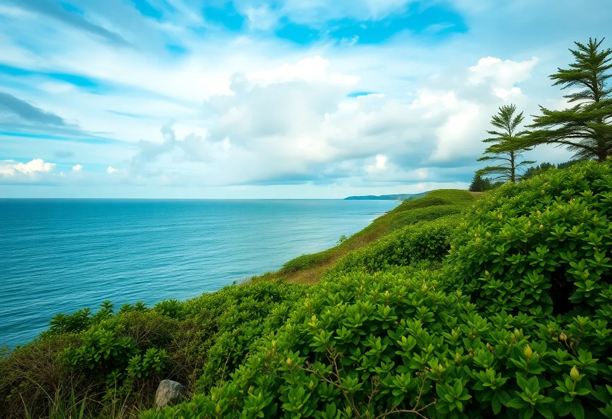 A peaceful coastal scene in New England symbolizing hurricane preparedness
