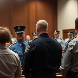 Courtroom scene related to a bribery case involving law enforcement.