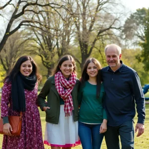 A serene park setting with a family enjoying quality time together.