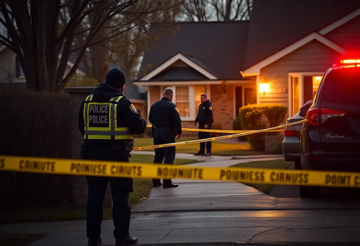 Law enforcement officers conducting an investigation at a crime scene