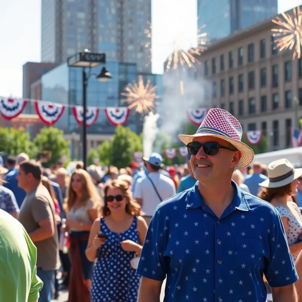 Festive outdoor scene in Boston during the Fourth of July