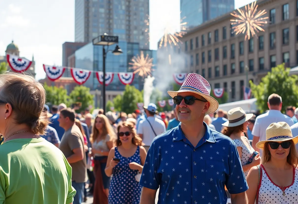 Festive outdoor scene in Boston during the Fourth of July