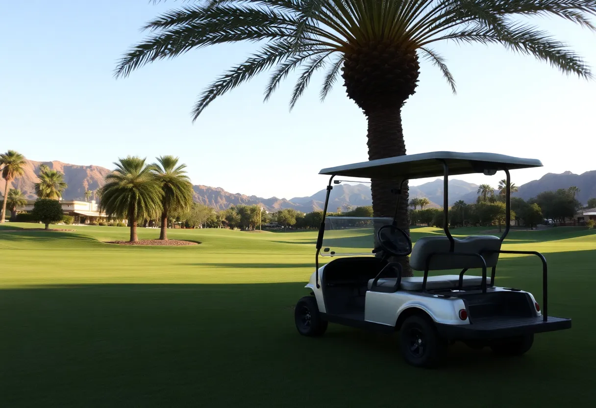 Golf cart on a golf course in La Quinta, California