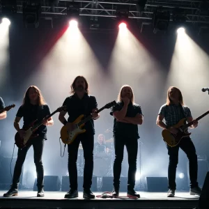 Rock band performance depicting tension and conflict