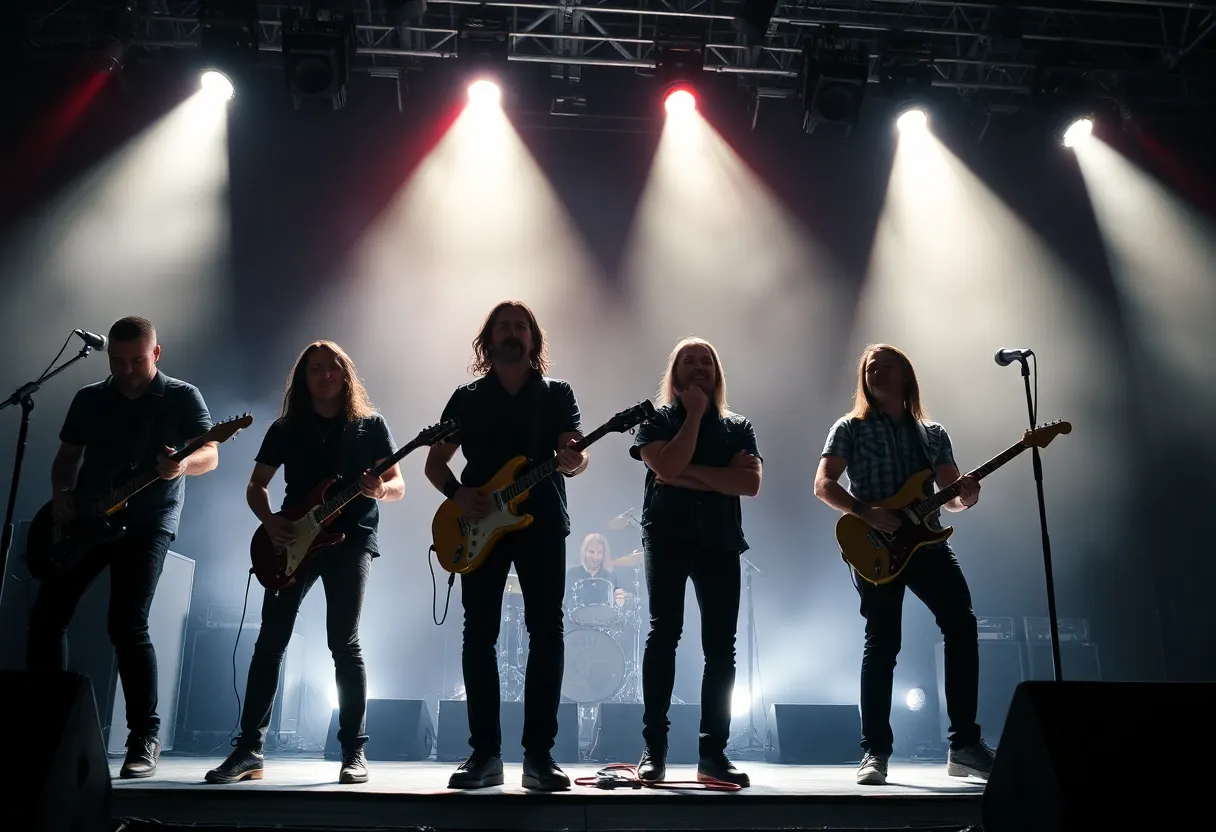 Rock band performance depicting tension and conflict