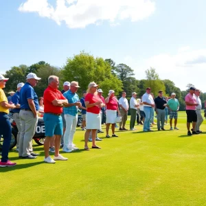 Participants enjoying the Joshua Bent Memorial Golf Tournament at Tashua Knolls Golf Course.
