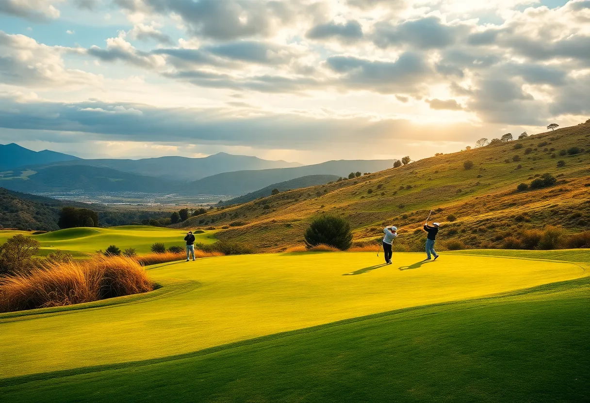 Golfers competing at LIV Golf Andalucia in Valderrama, Spain