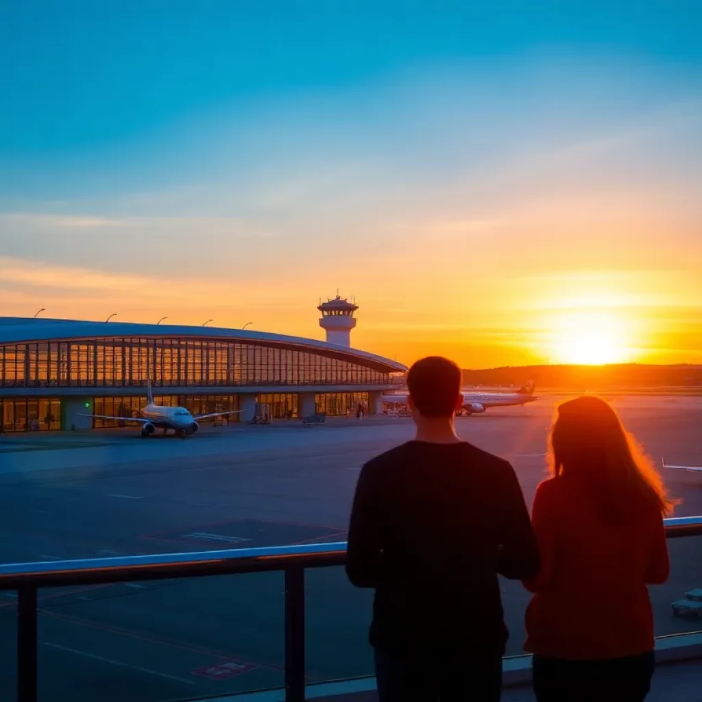 Couples enjoying a romantic moment at Manchester-Boston Regional Airport