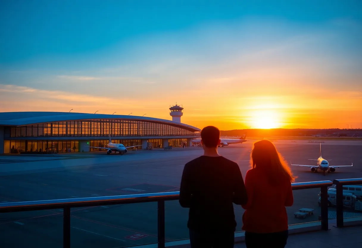 Couples enjoying a romantic moment at Manchester-Boston Regional Airport