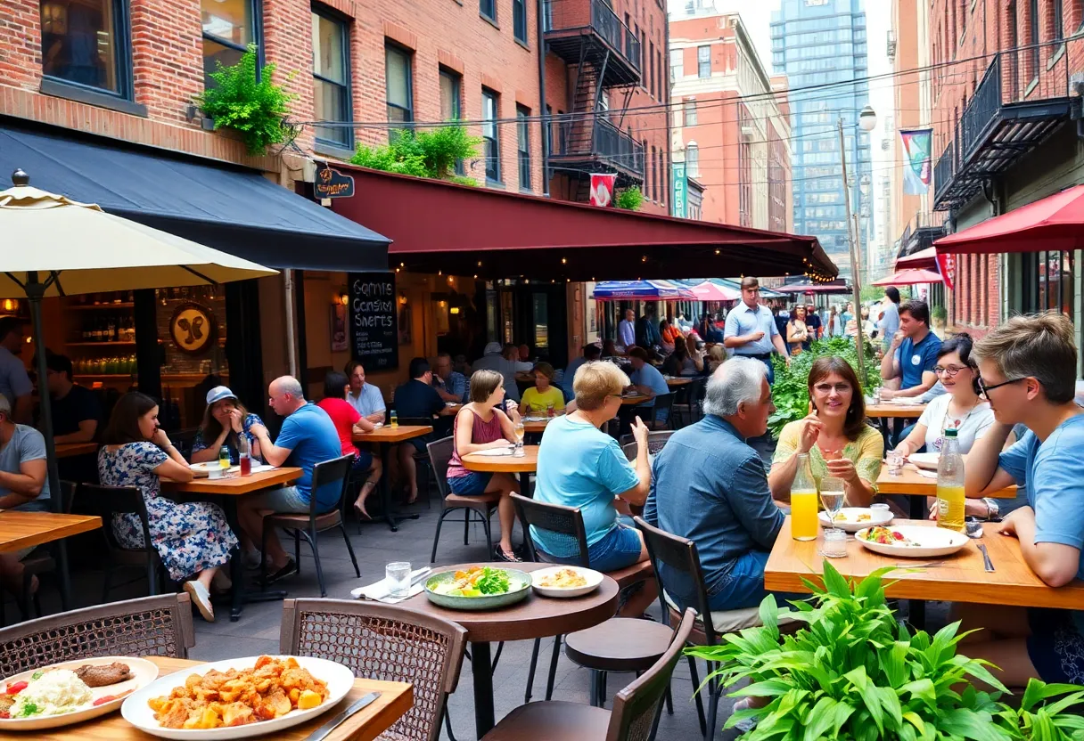 Diners enjoying food at new restaurants in Boston