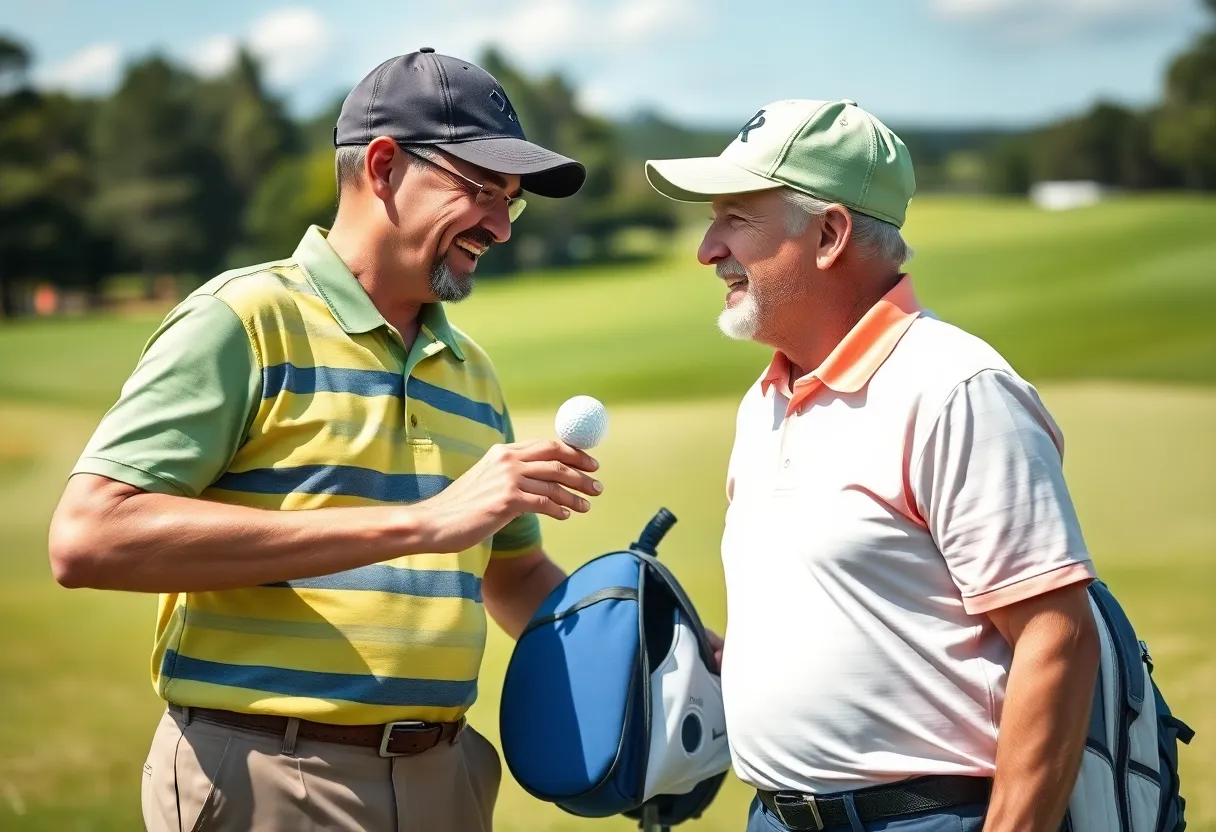 Phil Mickelson mentoring a young golfer on the course