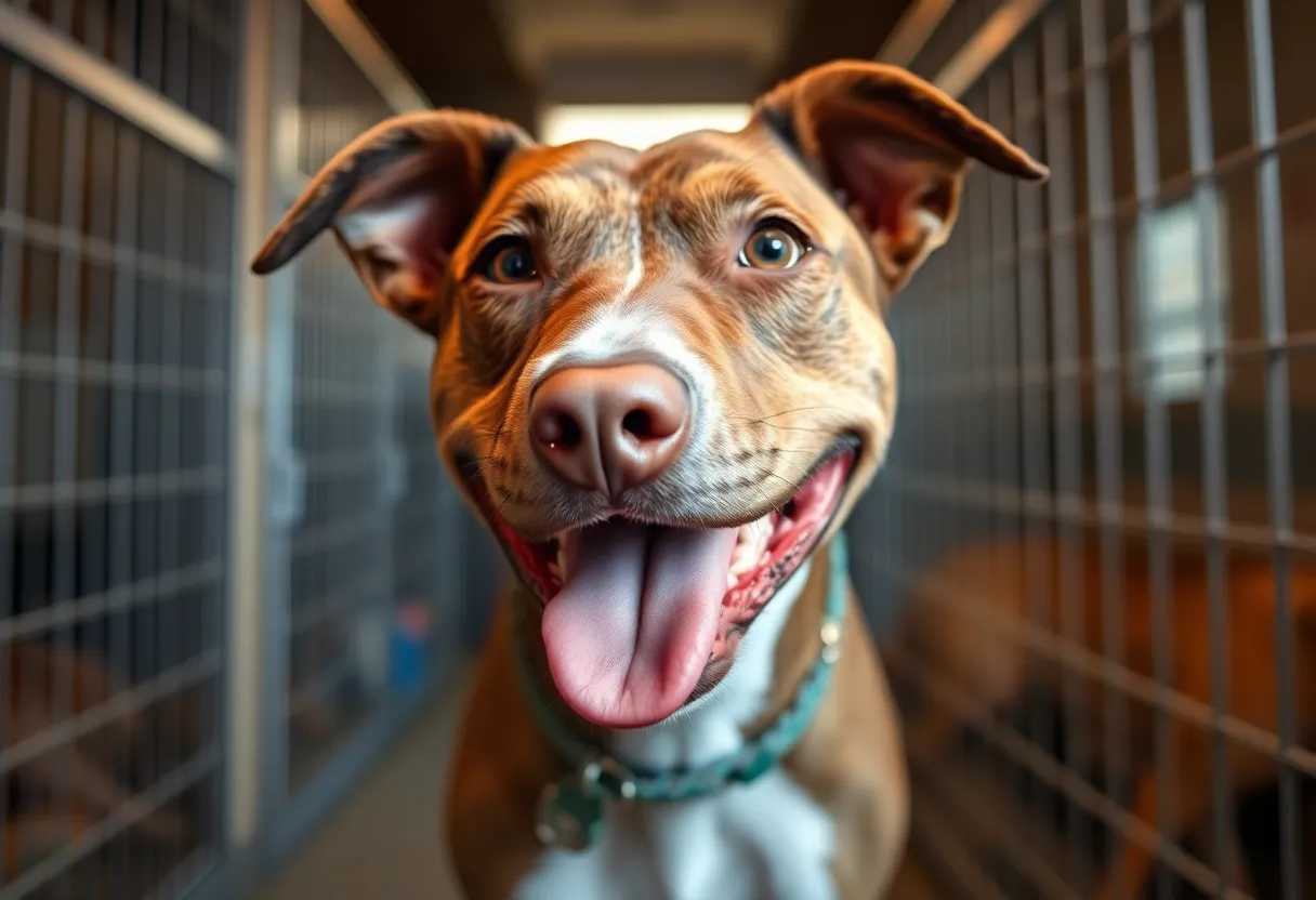 Friendly pit bull-Catahoula mix ready for adoption
