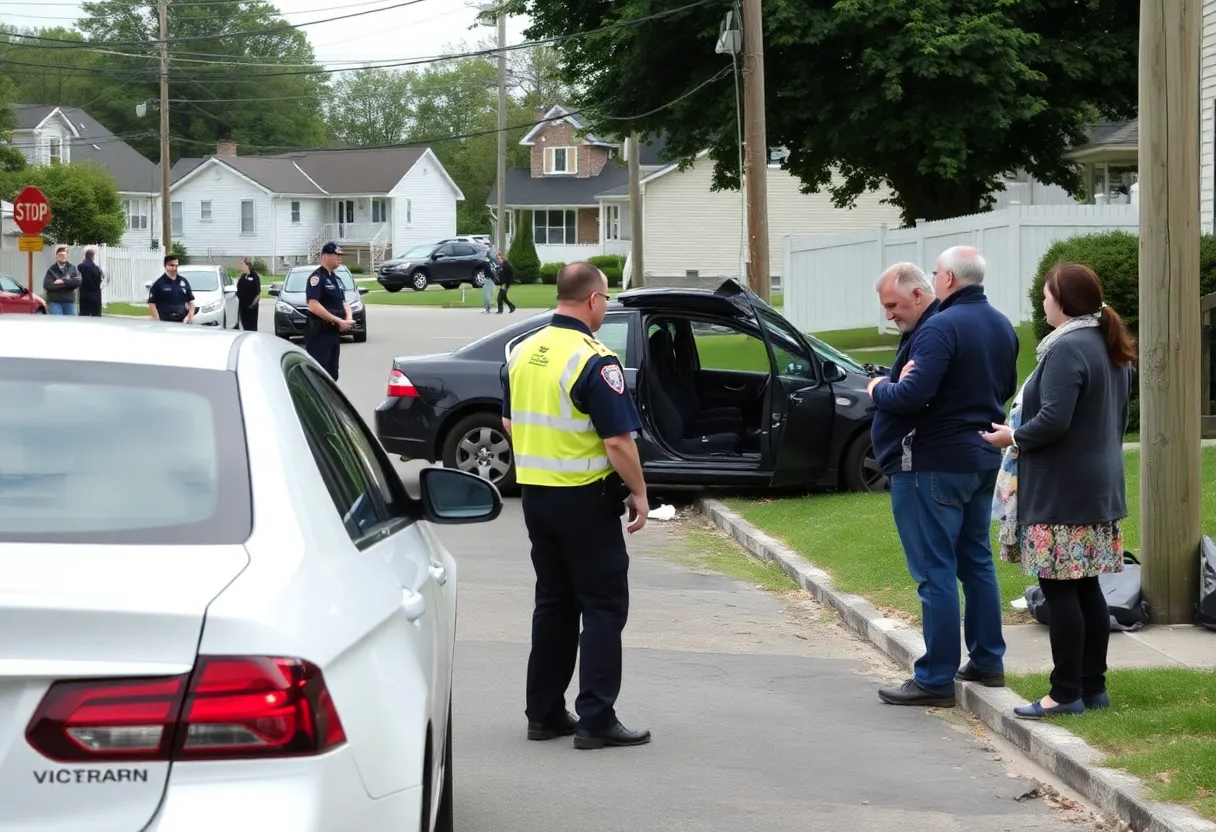 Police investigation scene after a vehicle theft incident in Massachusetts.