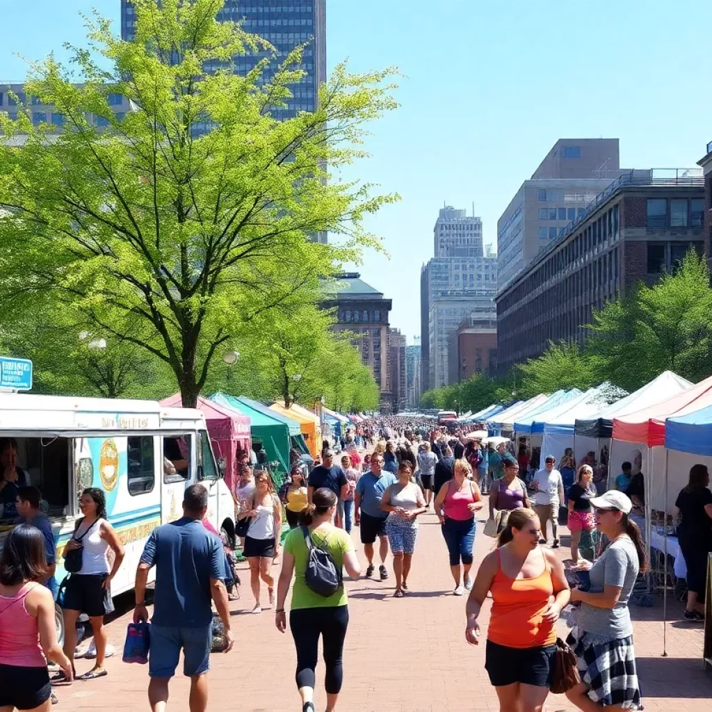 Visitors enjoying various activities at the Rose Kennedy Greenway.