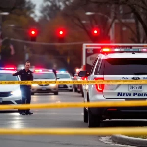 Police investigating the scene of a shooting on Blue Hill Avenue