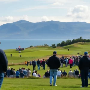 Spectators at the British Open in Royal Portrush golf course