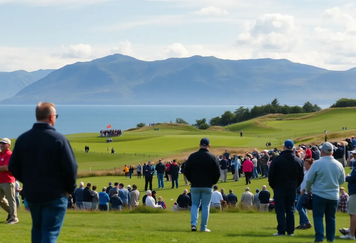 Spectators at the British Open in Royal Portrush golf course