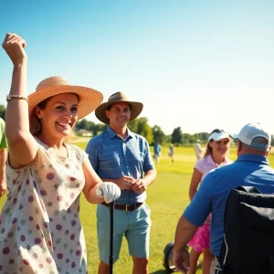 Families participating in a junior golf tournament at Wood Hollow Golf Course