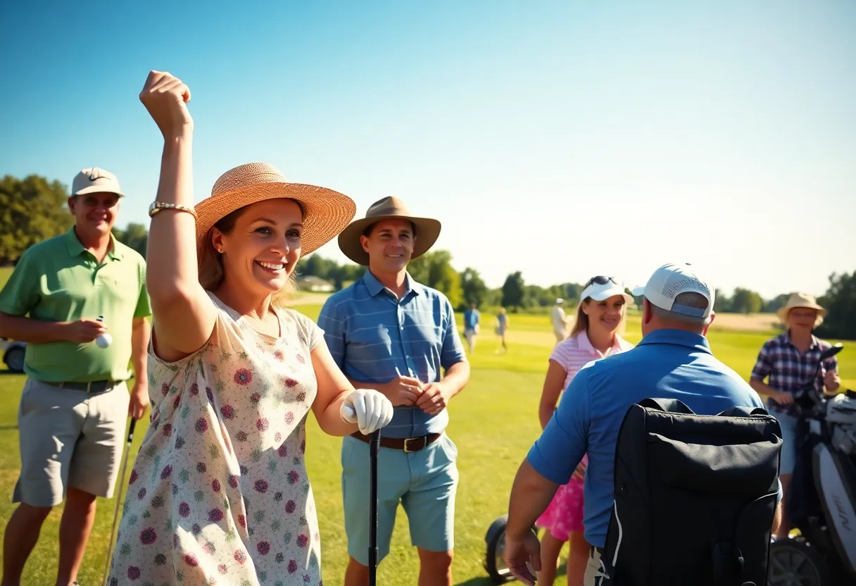 Families participating in a junior golf tournament at Wood Hollow Golf Course