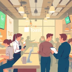 Illustration representing Toast's growth in the restaurant management sector