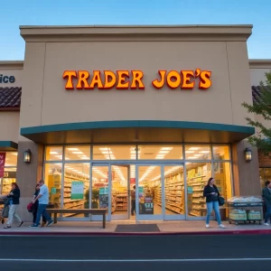 Exterior view of the new Trader Joe's store in Newton, Massachusetts