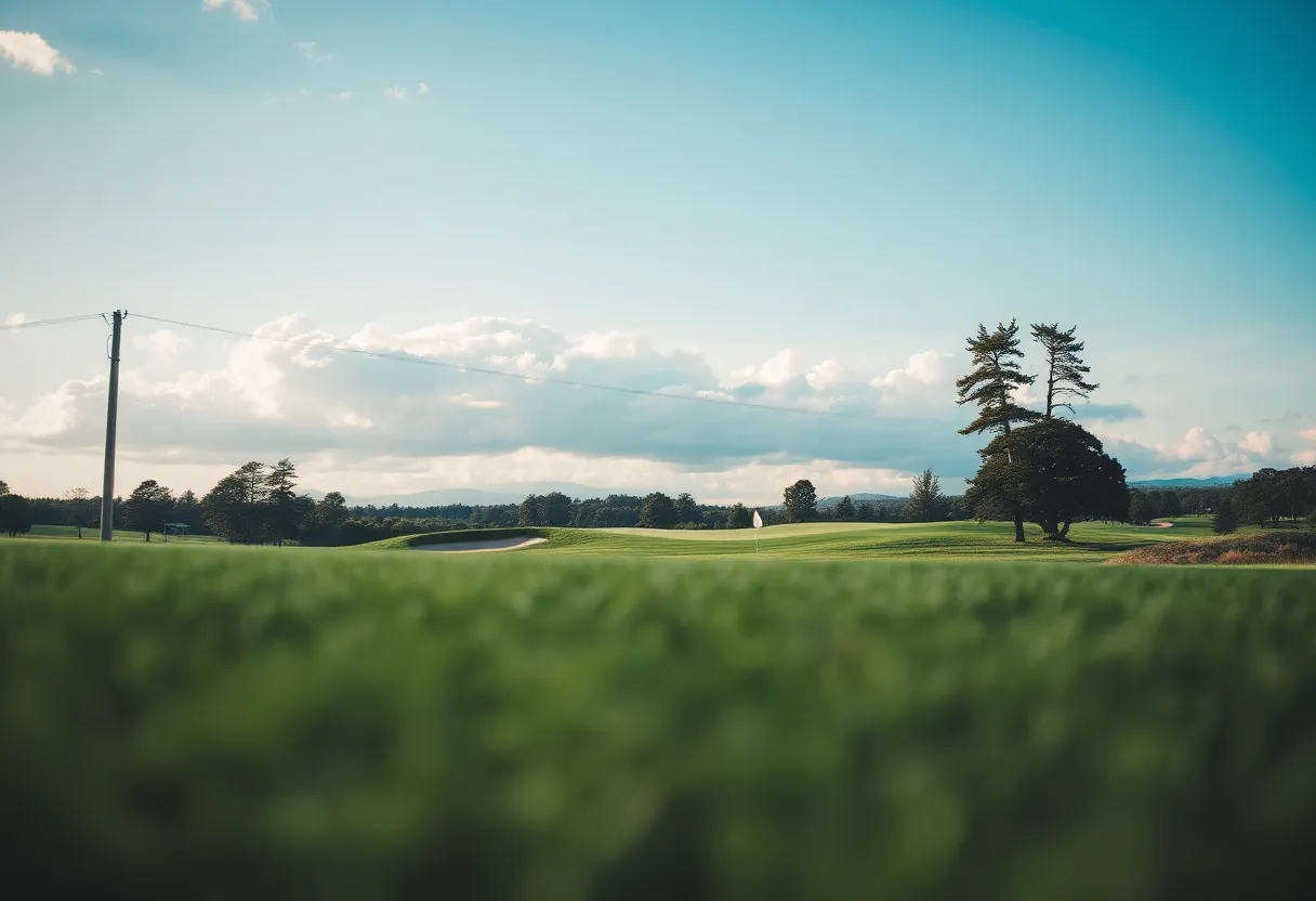 Scenic view of a Minnesota golf course with hills and trees
