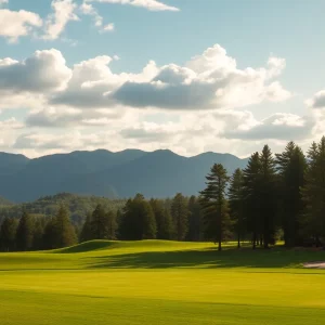 Conceptual image of a golf competition showcasing players and a golf course.