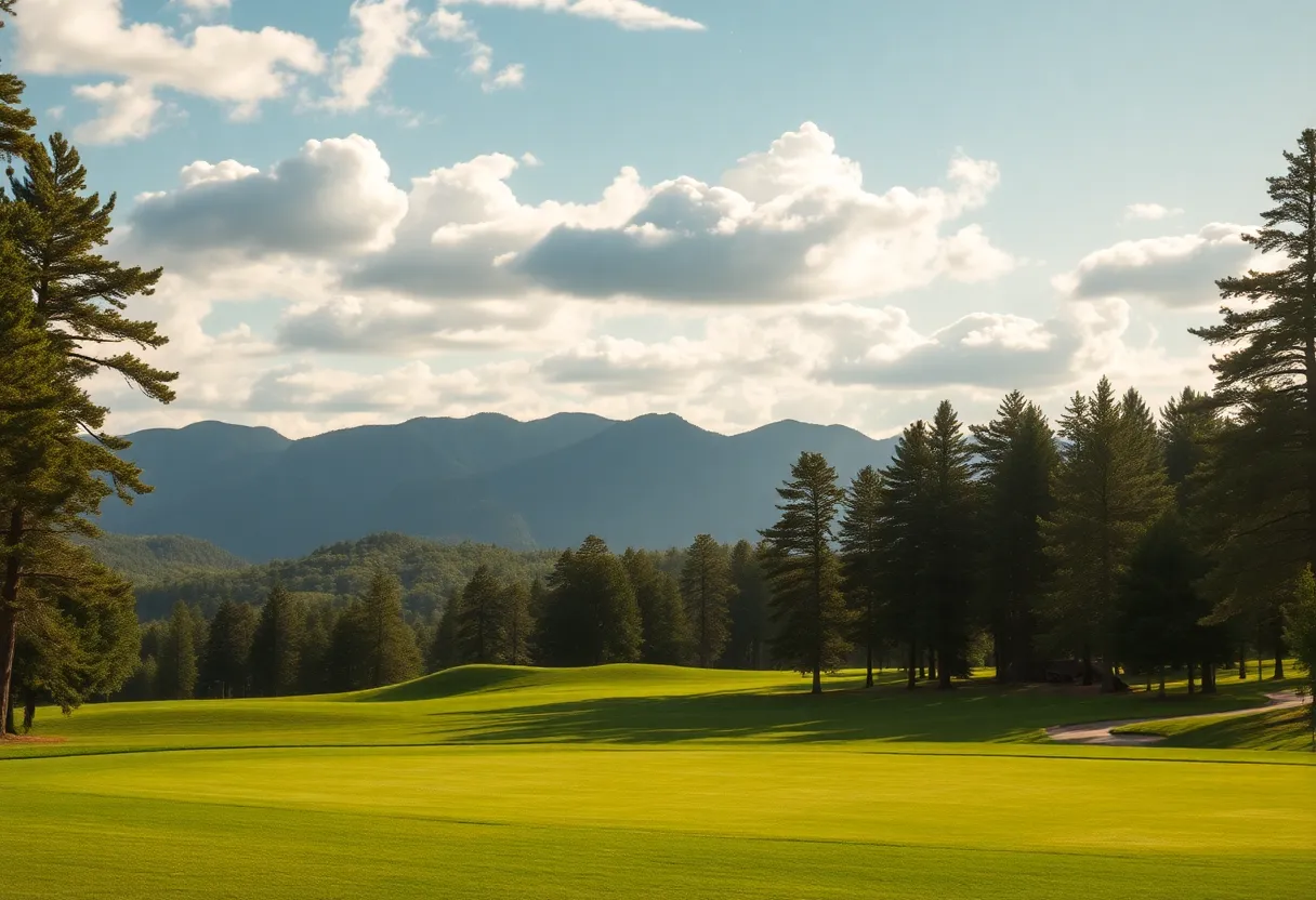 Conceptual image of a golf competition showcasing players and a golf course.