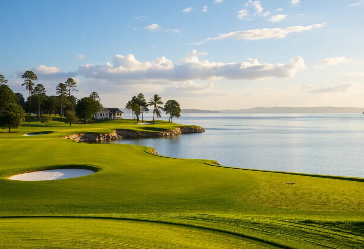 Golfers playing at the Miami Championship at Trump National Doral