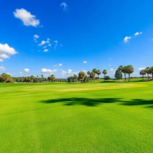Team of golfers preparing for the Ryder Cup on a lush golf course