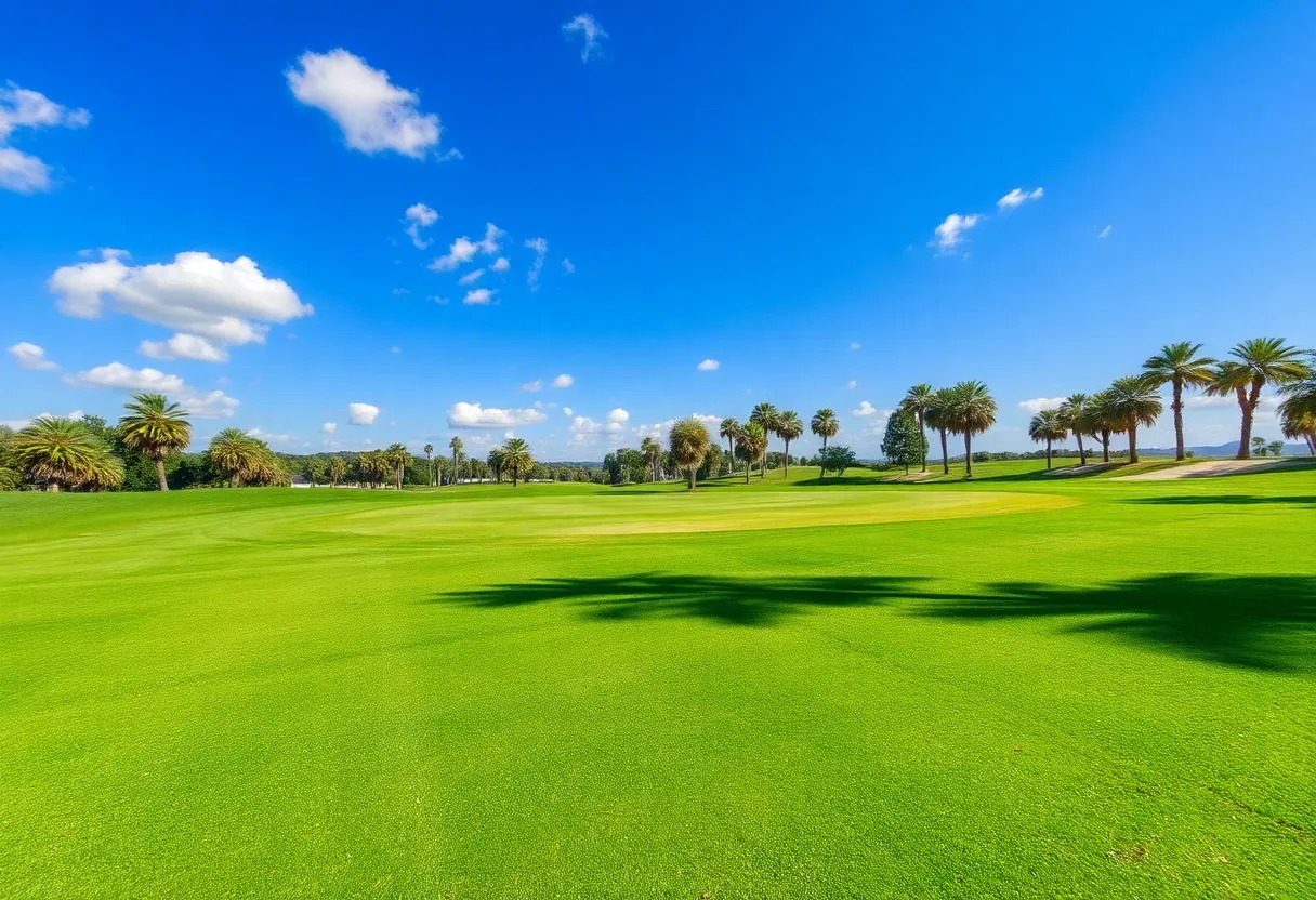 Team of golfers preparing for the Ryder Cup on a lush golf course